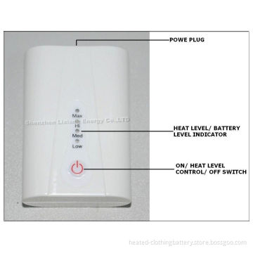 7.4v 2600mah Li-ion Heated Jackets Battery , 4-heat Settings &amp; Capacity Indication